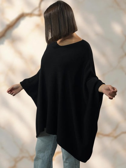 NICKO - PULL OVERSIZE NOIR JUSQU'A LA TAILLE 60