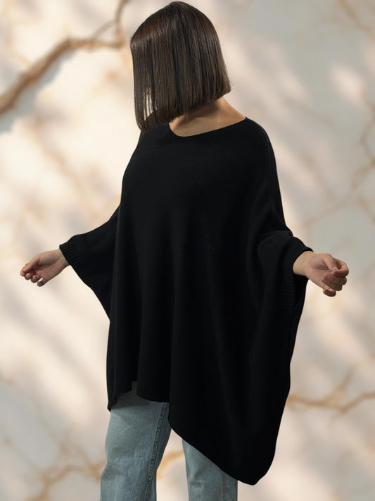 NICKO - PULL OVERSIZE NOIR JUSQU'A LA TAILLE 60