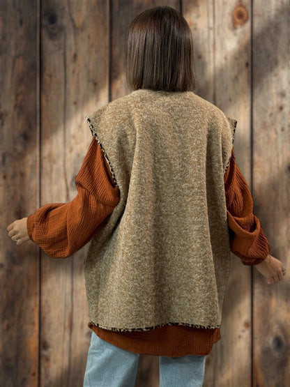 PAULO - GILET CAMEL SANS MANCHES JUSQU'A LA TAILLE 52/54