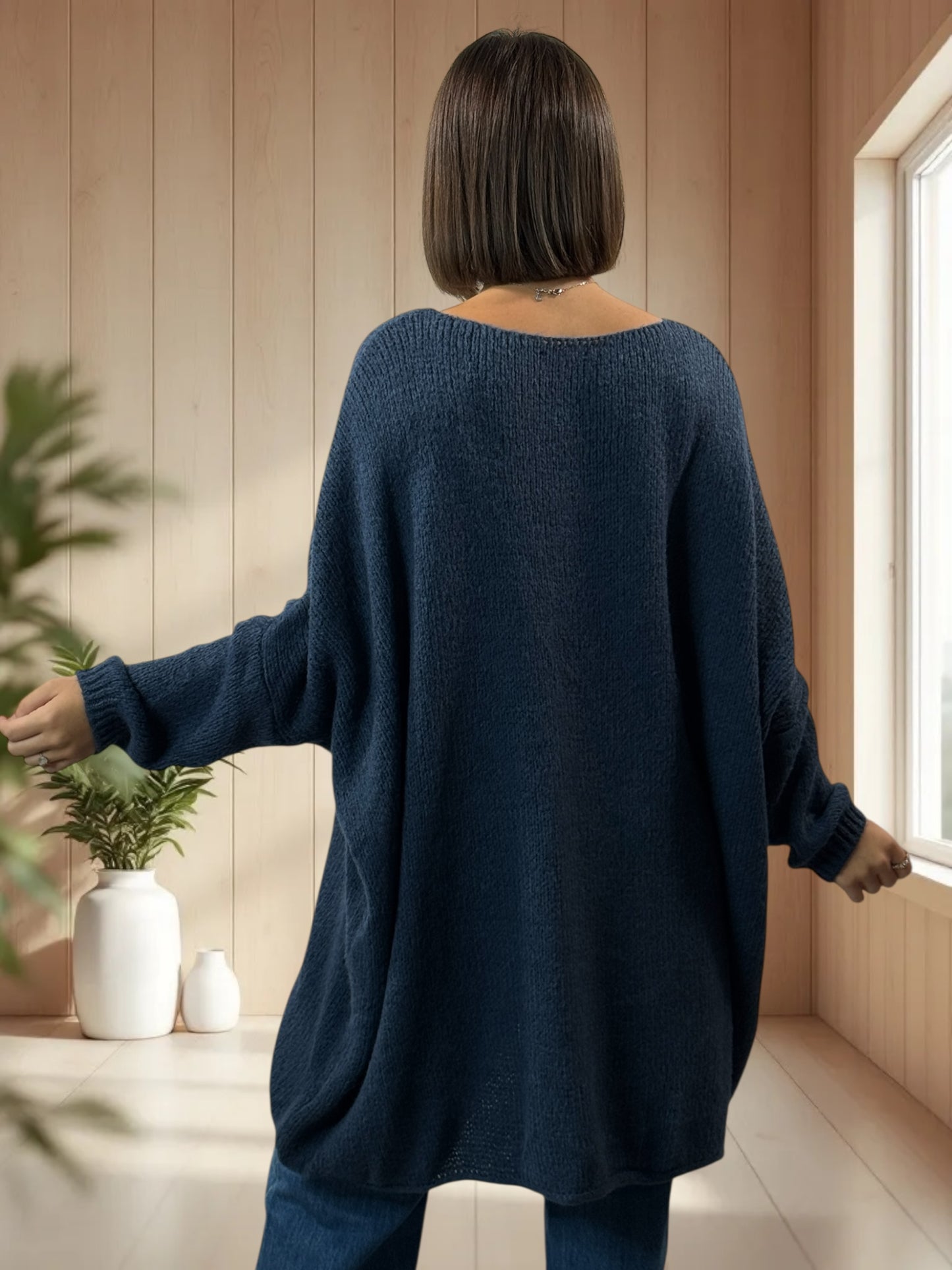 JULIA- PULL OVERSIZE BLEU JUSQU'A LA TAILLE 56/58