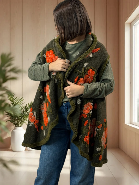 CHOCOLAT - GILET EN LAINE BOUILLIE JUSQU'A LA TAILLE 52