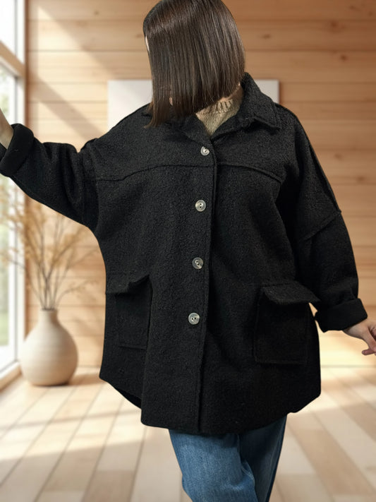 RAVELO - VESTE OVERSIZE NOIRE JUSQU'A LA TAILLE 54/56