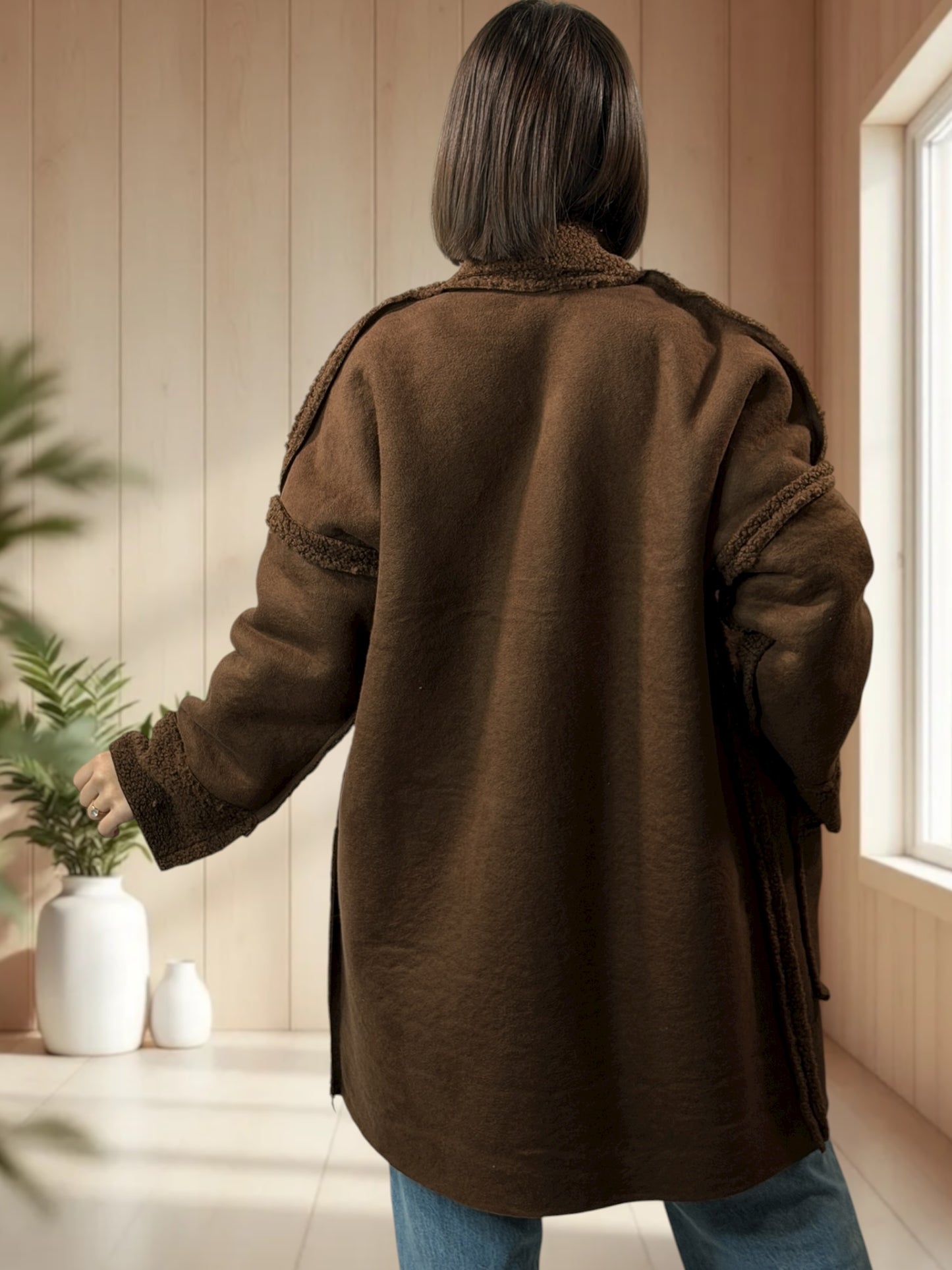 FREDERICO - VESTE MARRON OVERSIZE JUSQU'A LA TAILLE 52