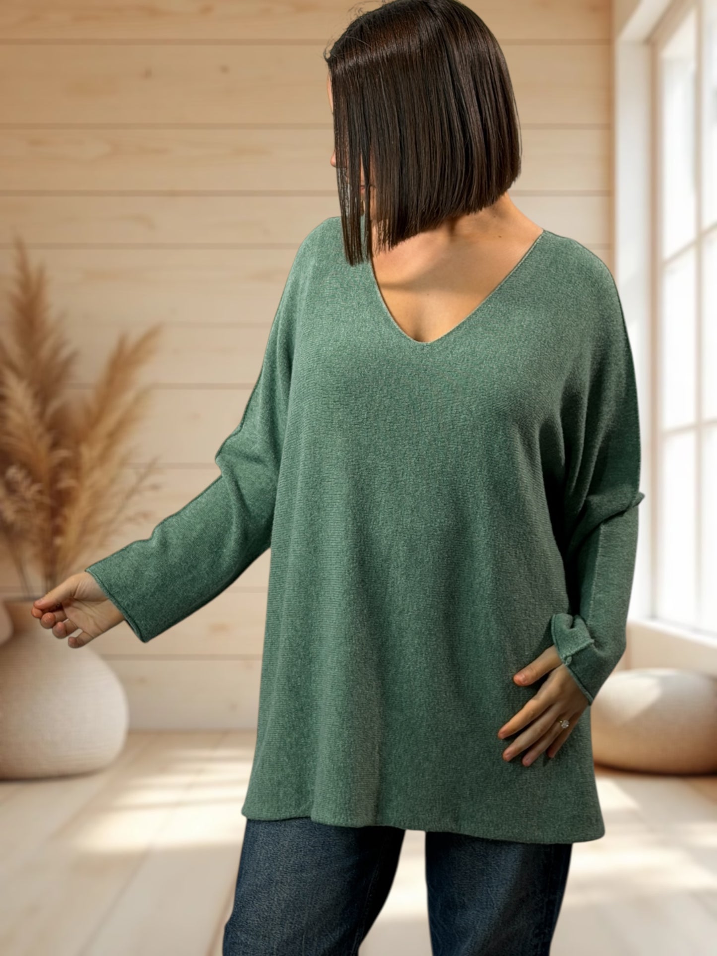 LARA - PULL OVERSIZE VERT CELADON JUSQU'A LA TAILLE 54