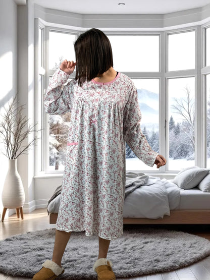 LALY - CHEMISE DE NUIT A FLEUR ROSE 56/58