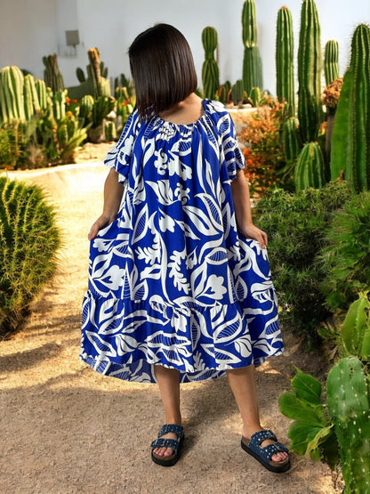 BANDOL - ROBE OVERSIZE  IMPERIAL A MOTIF JUSQU'A LA TAILLE 56