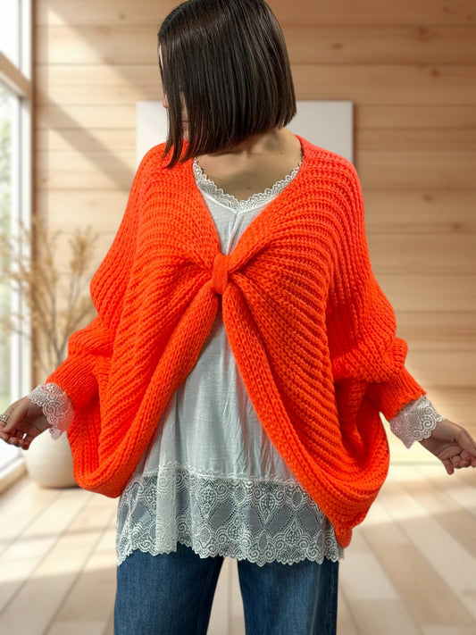ELLA - PULL OVERSIZE ORANGE JUSQU'A LA TAILLE 56
