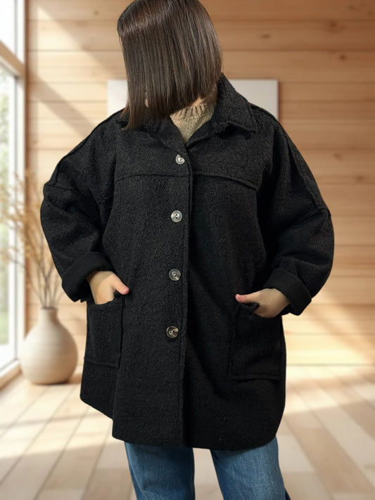 RAVELO - VESTE OVERSIZE NOIRE JUSQU'A LA TAILLE 54/56