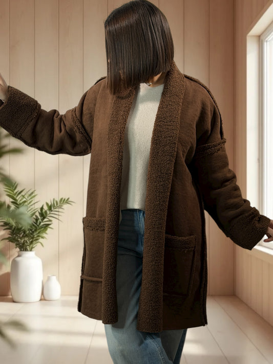 FREDERICO - VESTE MARRON OVERSIZE JUSQU'A LA TAILLE 52