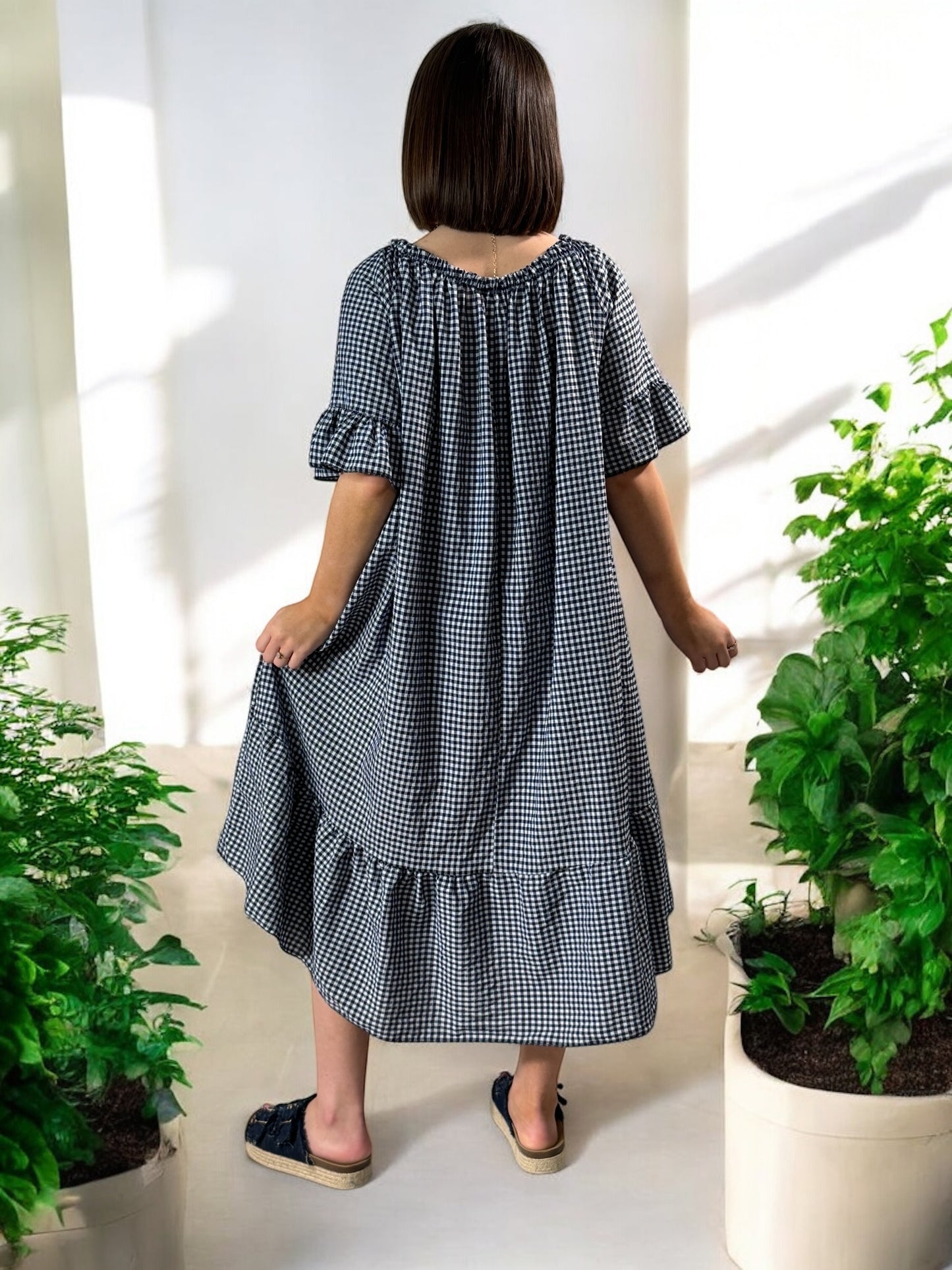 CAROLINE - ROBE VICHY MARINE JUSQU'A LA TAILLE 54