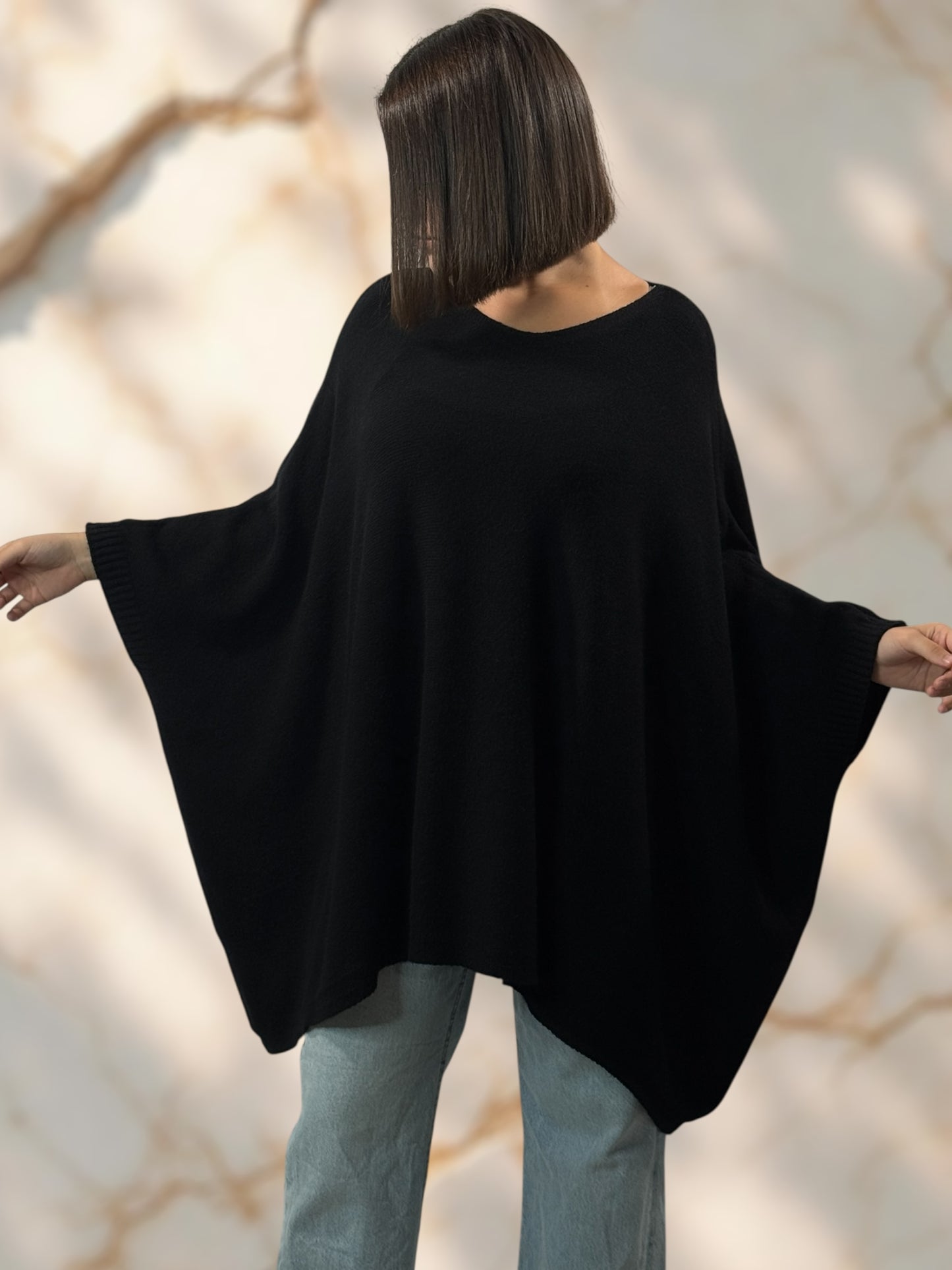 NICKO - PULL OVERSIZE NOIR JUSQU'A LA TAILLE 60