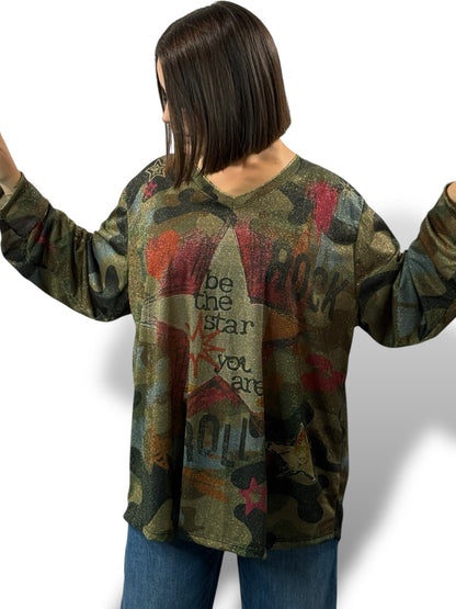 MARYLIN - TOP OVERSIZE FLUIDE SCINTILLANT JUSQU'A LA TAILLE 54
