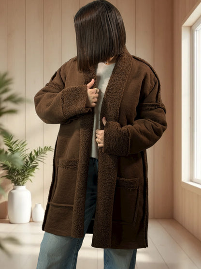 FREDERICO - VESTE MARRON OVERSIZE JUSQU'A LA TAILLE 52