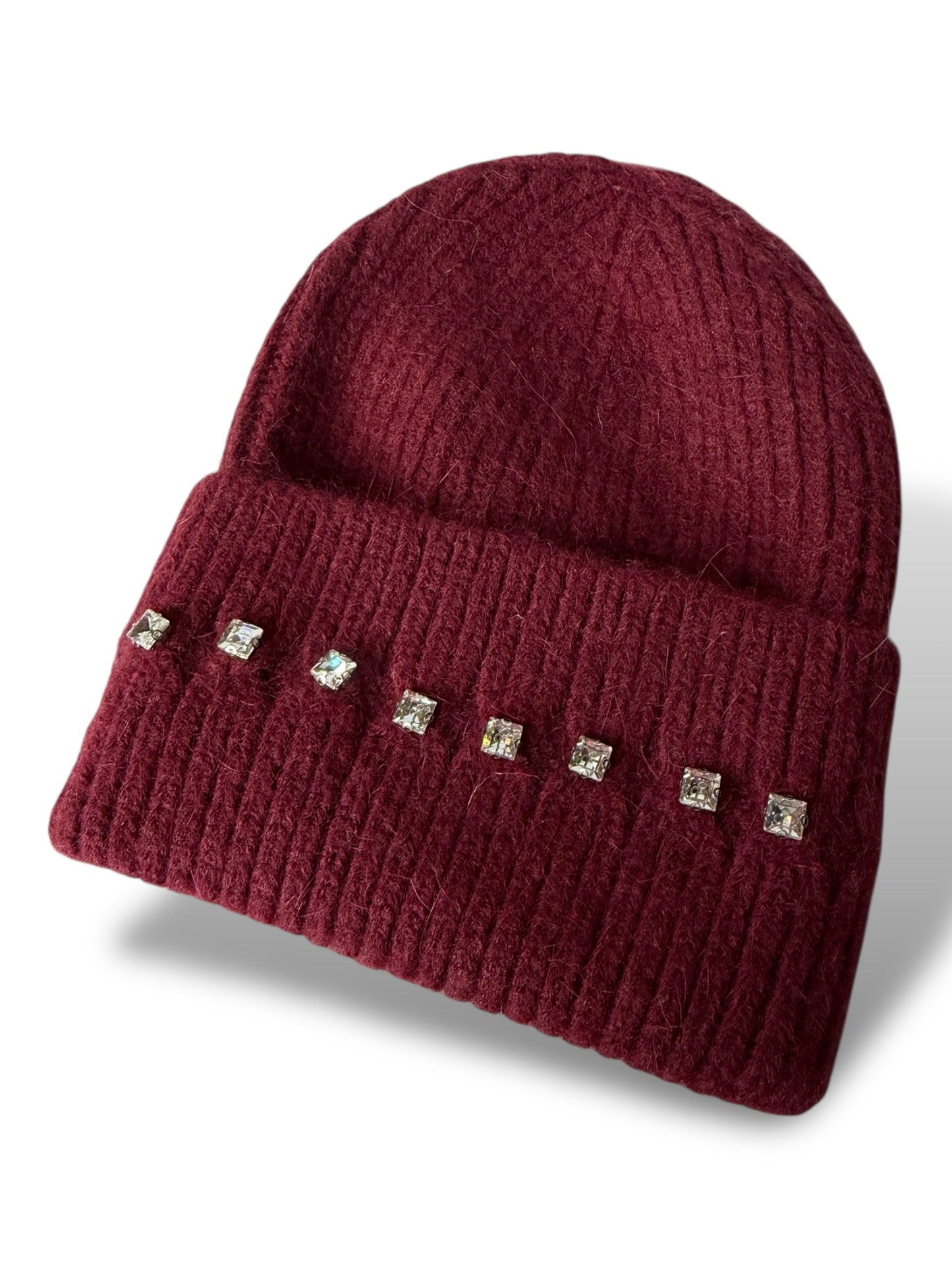 CORALIE - BONNET BORDEAUX AVEC STRASS