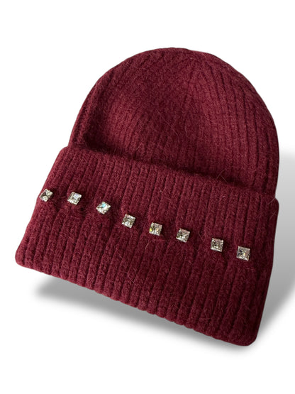 CORALIE - BONNET BORDEAUX AVEC STRASS