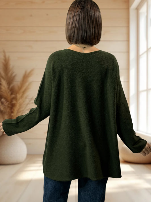 TINA - PULL OVERSIZE KAKI JUSQU'A LA TAILLE 54