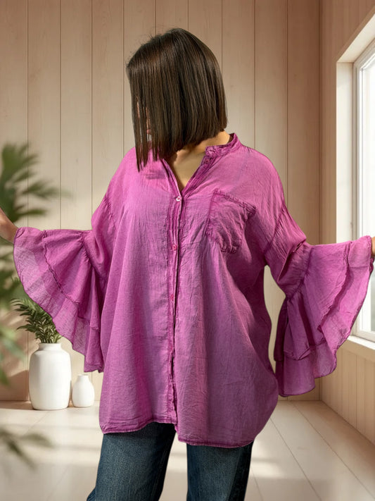SOLELUNA - BLOUSE CYCLAMEN EN COTON OVERSIZE JUSQU'A LA TAILLE 52