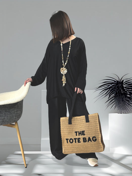 MELINA - SAC GRAND CABAS CAMEL  INSCRIPTION BRODEE TOTE BAG