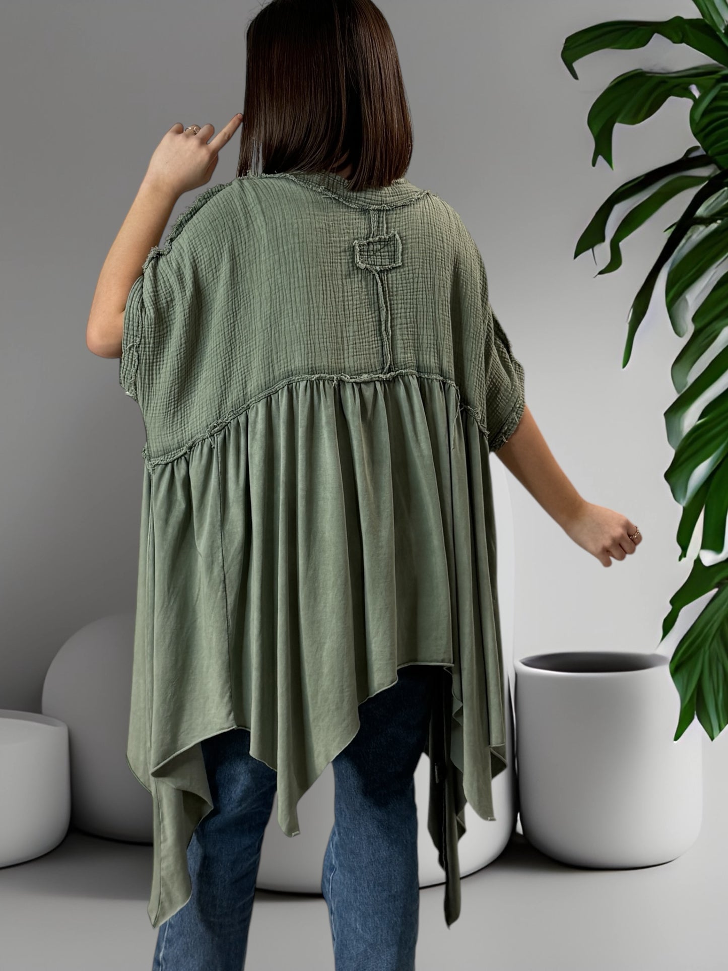 LOUNA - TUNIQUE KAKI ASYMETRIQUE JUSQU'A LA TAILLE 54/56