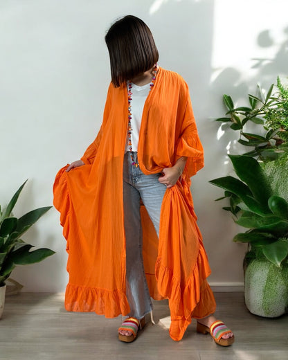 HAPINESS - KIMONO ORANGE OVERSIZE JUSQU'A LA TAILLE 60