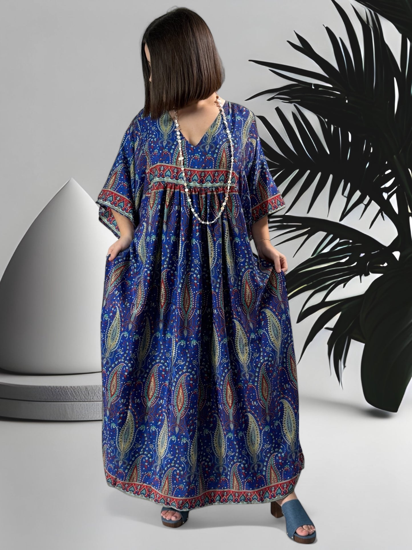 MATHILDA - ROBE LONGUE BOHEME ASPECT SOIE JUSQU'A LA TAILLE 54