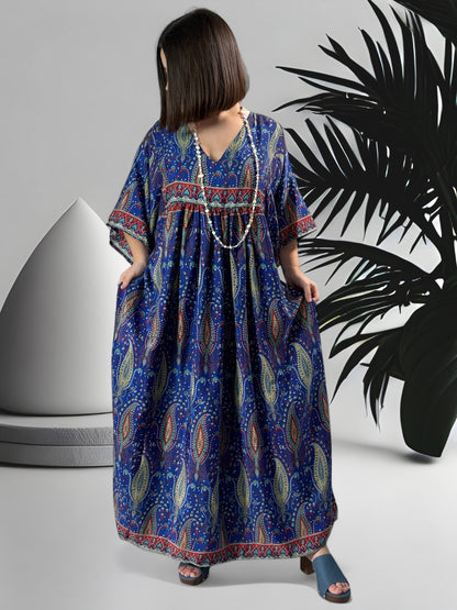 MATHILDA - ROBE LONGUE BOHEME ASPECT SOIE JUSQU'A LA TAILLE 54