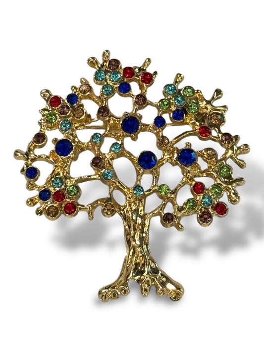 ARBRE DE VIE - BROCHE AVEC STRASS TENDANCE
