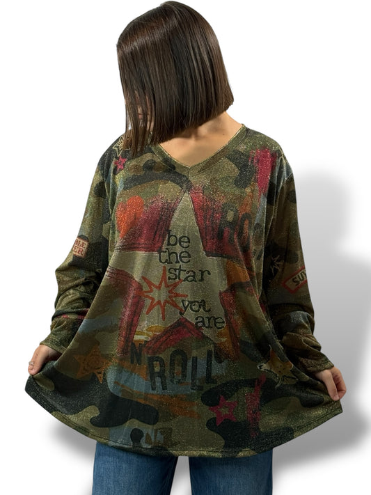 MARYLIN - TOP OVERSIZE FLUIDE SCINTILLANT JUSQU'A LA TAILLE 54