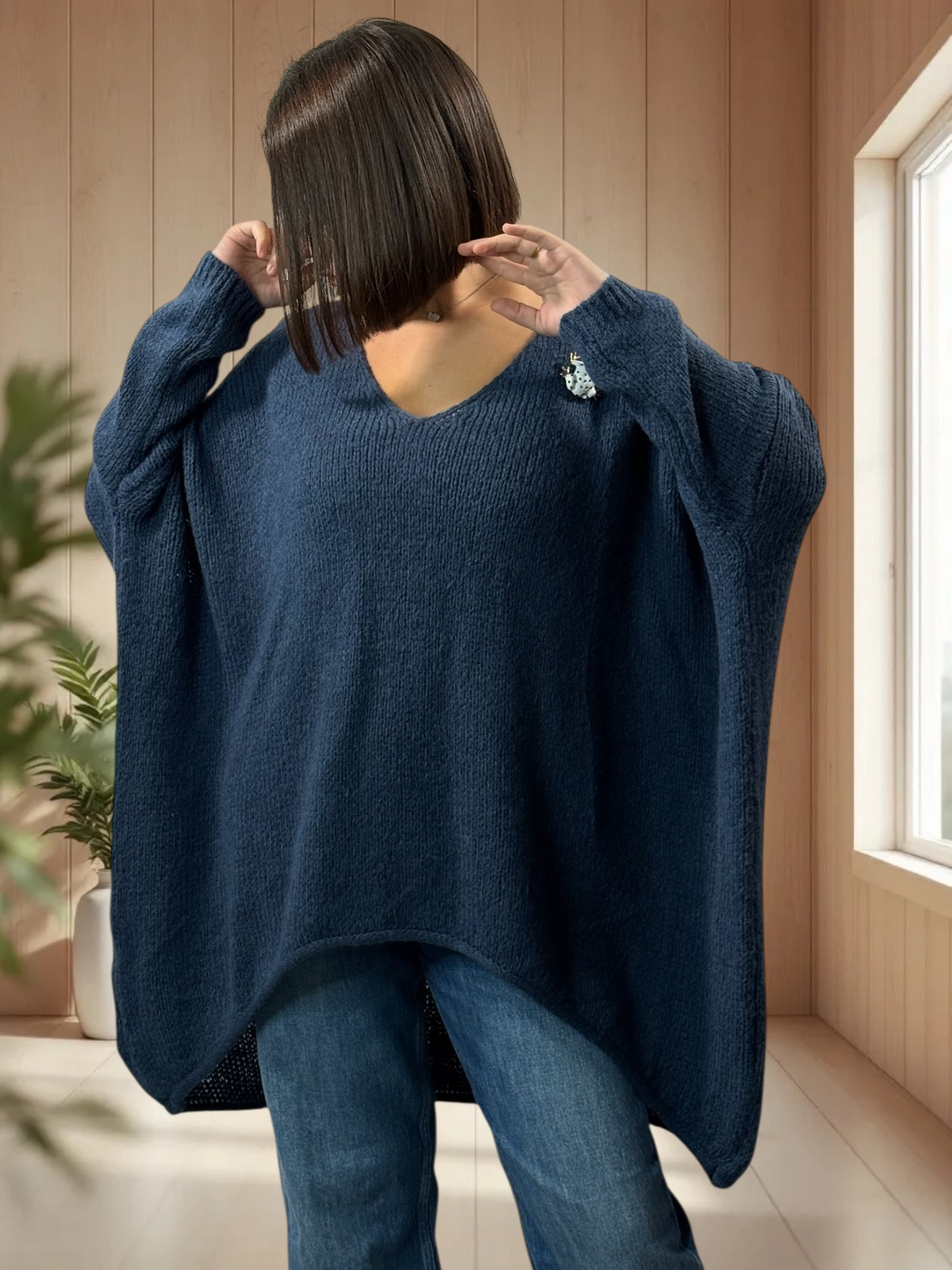 JULIA- PULL OVERSIZE BLEU JUSQU'A LA TAILLE 56/58