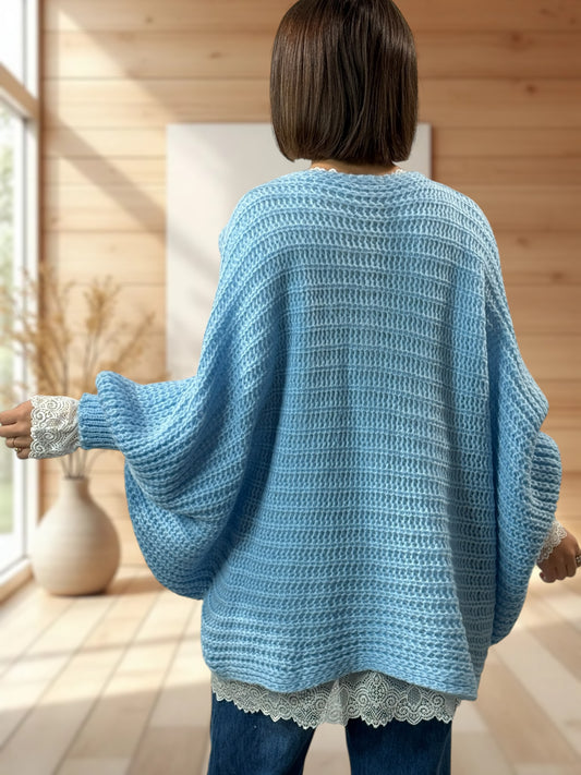 ELLA - PULL OVERSIZE BLEU JUSQU'A LA TAILLE 56
