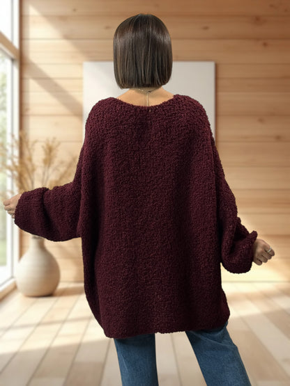 LAETITIA - PULL BORDEAUX OVERSIZE JUSQU'A LA TAILLE 58