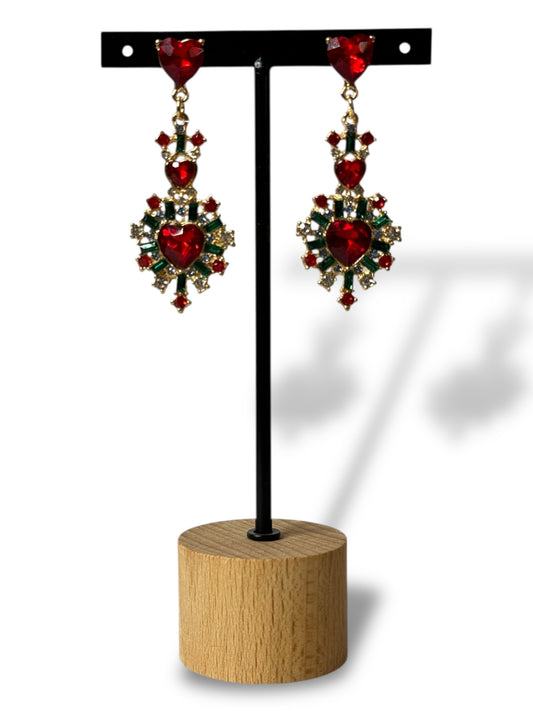 VENISE - BOUCLES D'OREILLES COEUR EN STRASS