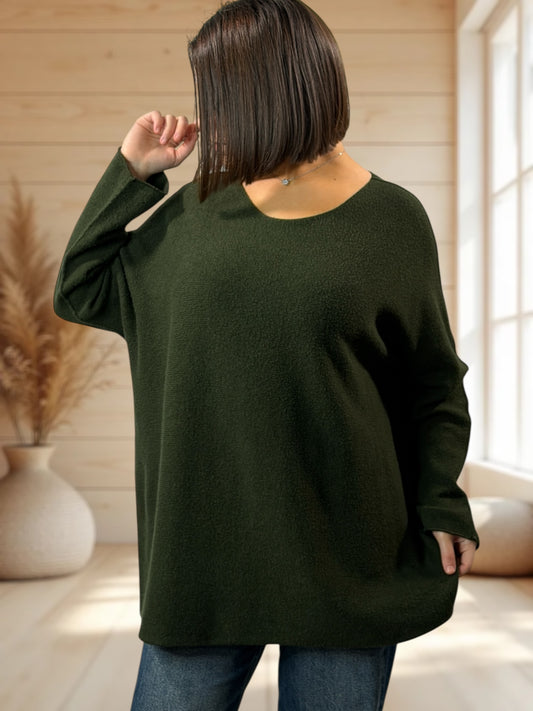 TINA - PULL OVERSIZE KAKI JUSQU'A LA TAILLE 54