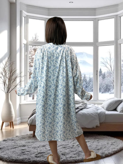 LALY - CHEMISE DE NUIT A FLEUR BLEUE 56/58