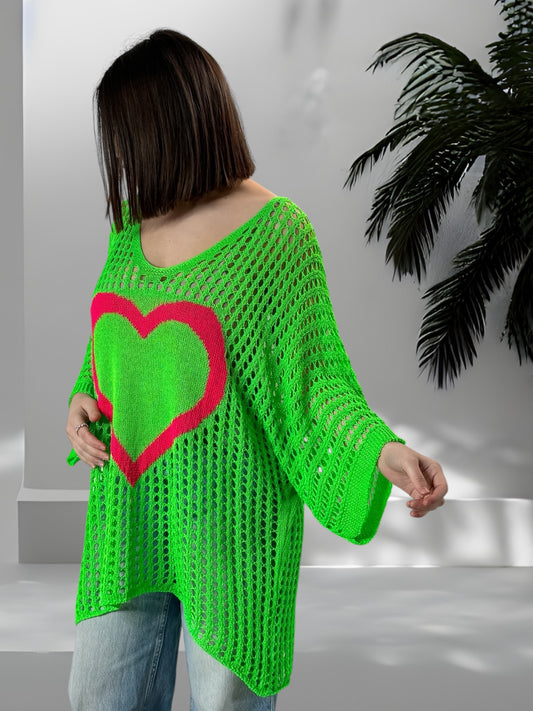 NANOU - TOP EN RESILLE VERT JUSQU'A LA TAILLE 54