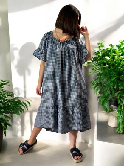 CAROLINE - ROBE VICHY MARINE JUSQU'A LA TAILLE 54