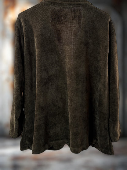 FLAVIE - VESTE MARRON EN VELOURS JUSQU'A LA TAILLE 52