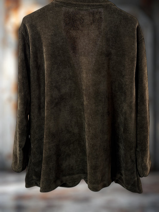 FLAVIE - VESTE MARRON EN VELOURS JUSQU'A LA TAILLE 52