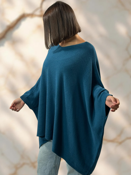 NICKO - PULL OVERSIZE BLEU JUSQU'A LA TAILLE 60