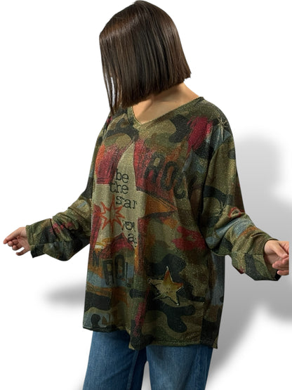 MARYLIN - TOP OVERSIZE FLUIDE SCINTILLANT JUSQU'A LA TAILLE 54
