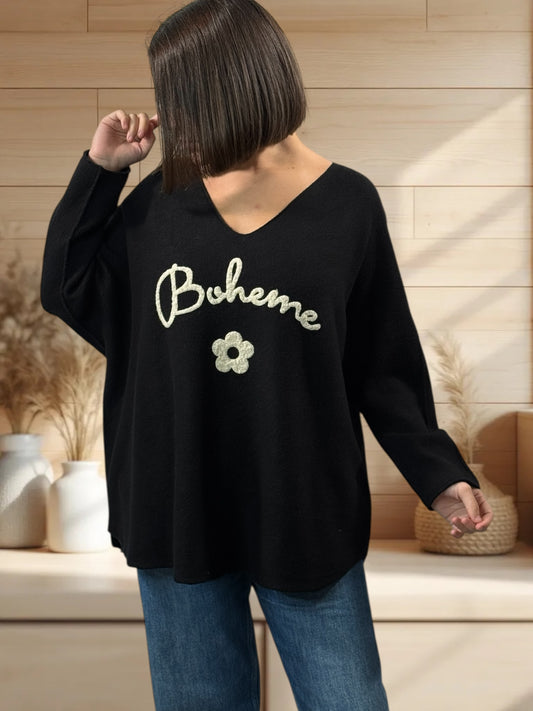 ORLANE - PULL OVERSIZE NOIR JUSQU'A LA TAILLE 54