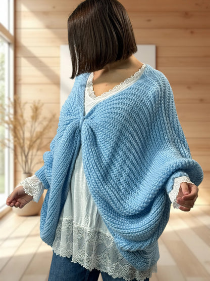 ELLA - PULL OVERSIZE BLEU JUSQU'A LA TAILLE 56