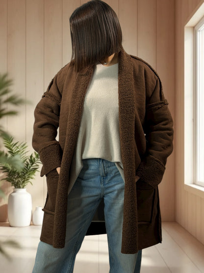 FREDERICO - VESTE MARRON OVERSIZE JUSQU'A LA TAILLE 52