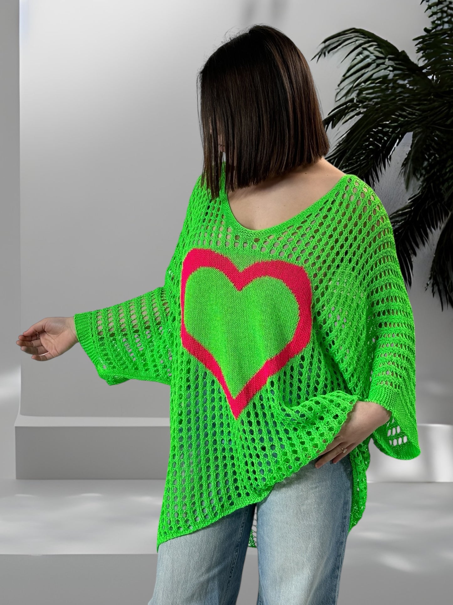 NANOU - TOP EN RESILLE VERT JUSQU'A LA TAILLE 54