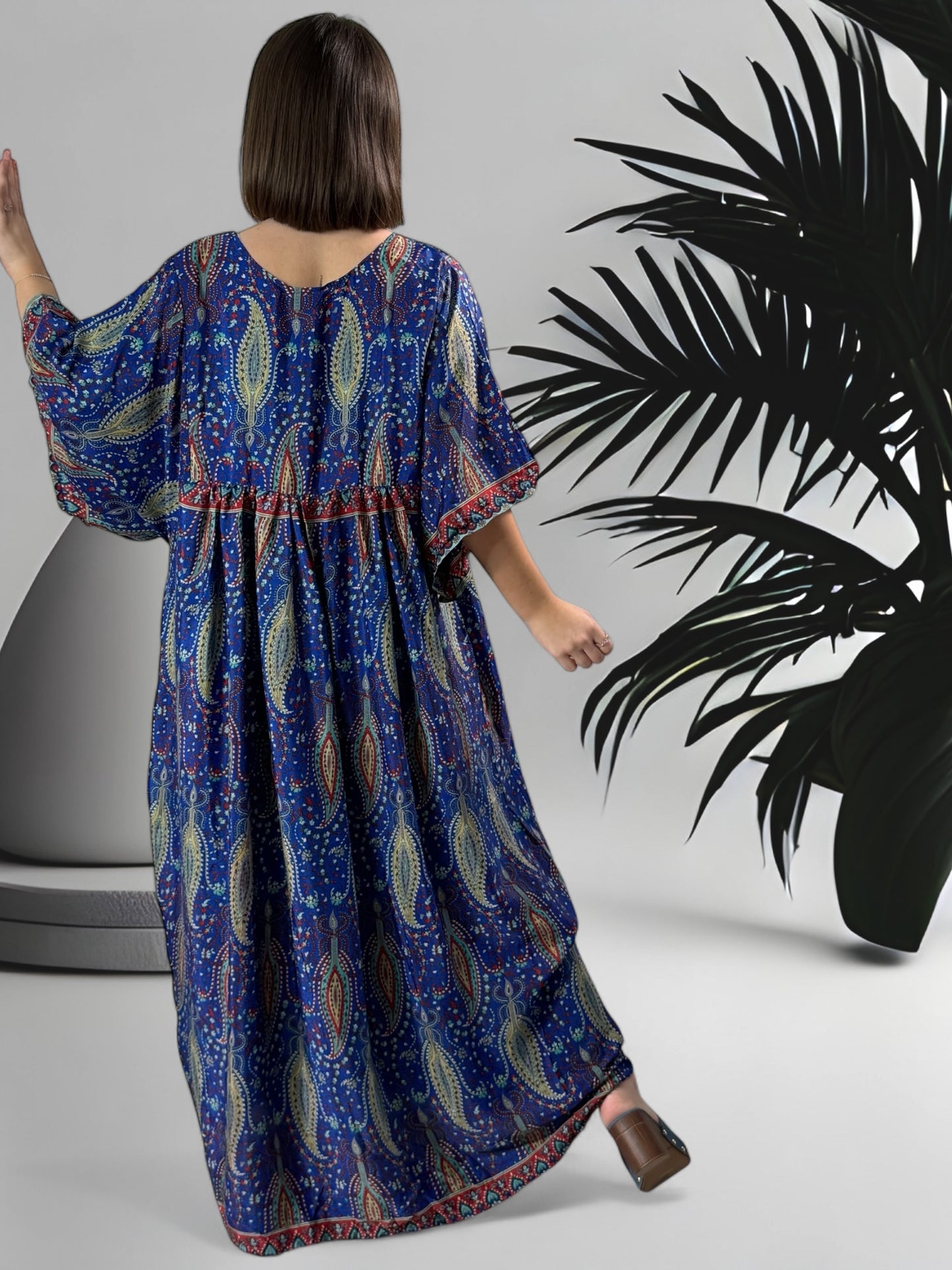 MATHILDA - ROBE LONGUE BOHEME ASPECT SOIE JUSQU'A LA TAILLE 54