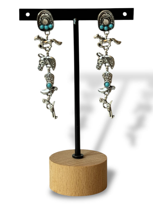 DALLAS - BOUCLES D'OREILLES ARGENT ET TURQUOISE