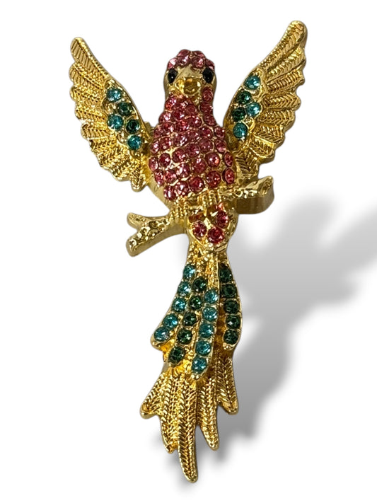 PERRUCHE - GRANDE BROCHE AVEC STRASS