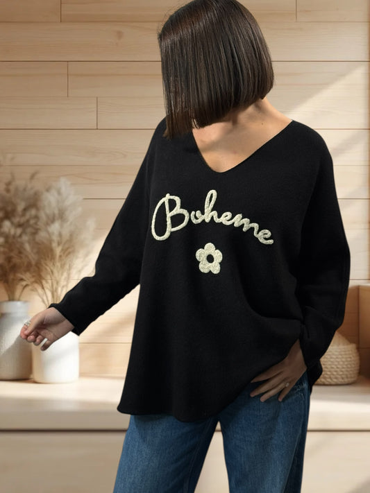 ORLANE - PULL OVERSIZE NOIR JUSQU'A LA TAILLE 54