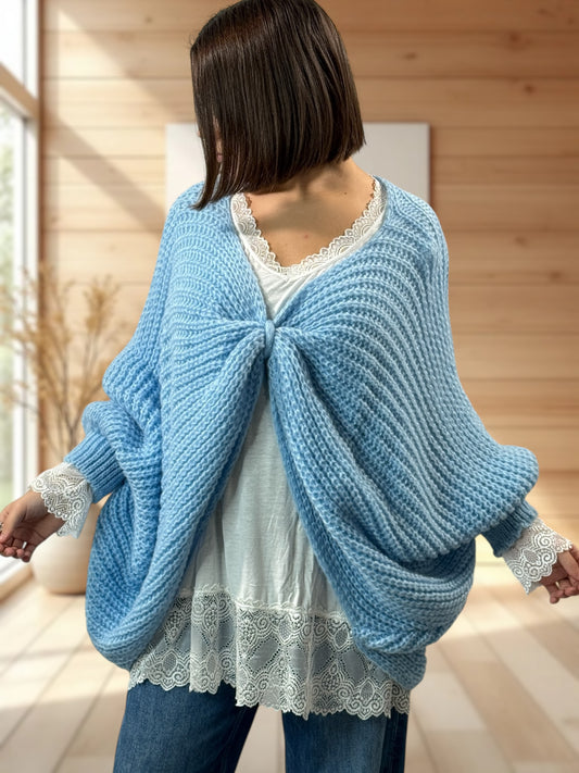 ELLA - PULL OVERSIZE BLEU JUSQU'A LA TAILLE 56