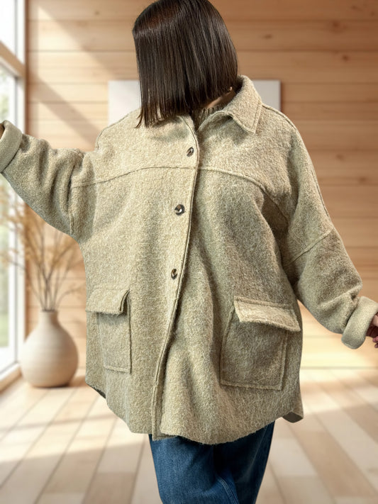 RAVELO - VESTE OVERSIZE BEIGE JUSQU'A LA TAILLE 54/56